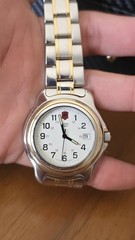 Swiss Army Victorinox Quartz Watch White Dial Date Two-Tone Stainless Steel