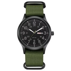 Durable Field Watch Easy Read Dial 24H Display Nylon Strap Quartz Movement