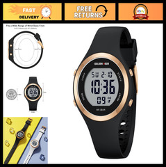 Waterproof Women’s Digital Chronograph Sport Watch with Silicone Strap – Gold Ho
