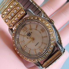 Kirks Folly Vintage Gold Tone AB Rhinestone Crystal Stretch Watch K64L Japan Mov