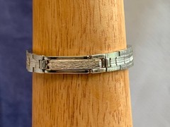 Hilton Windup Wristwatch 17 Jewels Baton Indices Clear Stones Fold Over *RUNS*