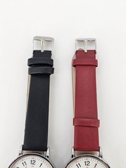 2X Women’s Field Watch 34MM White Dial Black Red Faux Leather Bands NEW Battery
