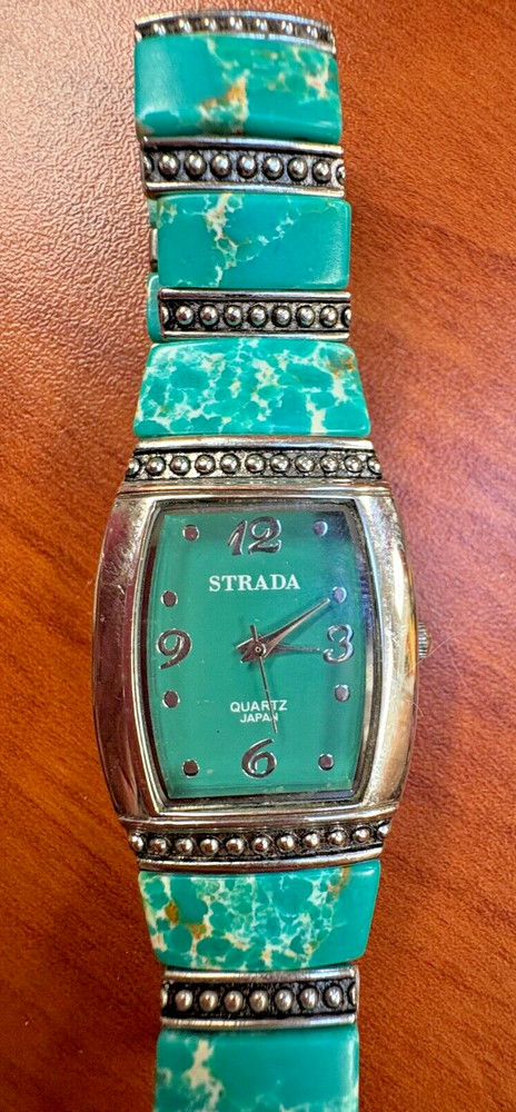 VINTAGE STRADA WATCH – Quartz – Japan – Silver Bezel – Turquoise Color – Works