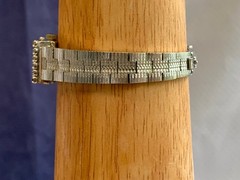 Hilton Windup Wristwatch 17 Jewels Baton Indices Clear Stones Fold Over *RUNS*
