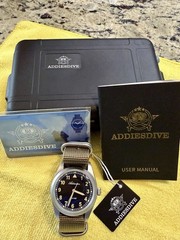 ADDIESDIVE 36mm VH31 Retro Pilot Field Watch AD2079 Tan NATO Strap- NEW
