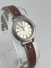 Vintage Mudd Watch Women 25mm Silver Case 6.25″ Pink/Silver Band- New Battery