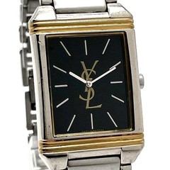 YSL Yves Saint Laurent Tank Black Dial Ladies Quartz Wristwatch Japan 072459