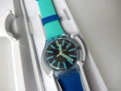 FLASHWHEEL! New Gents BLUE & GREEN Swatch with Silicone Strap! NIB-RARE!