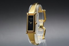 [Near MINT] GUCCI 1500L 13mm Black Dial Bangle Quartz Women’s Watch from JAPAN
