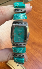VINTAGE STRADA WATCH – Quartz – Japan – Silver Bezel – Turquoise Color – Works