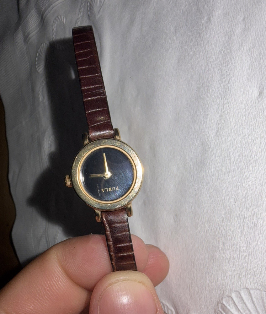 Furla Steel Collection Quartz Women’s Watch Black Dial Brown Leather Strap