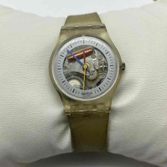Vintage 1986 Swatch Jelly Fish Skeleton Clear Transparent Quartz Watch 25mm