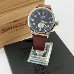 New Shinola 41mm Runwell Midnight Blue Dial Leather Strap Men’s Quartz Watch