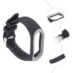 1Pcs Stylish Grey Silicone Band Strap with Double Row Metal Buckle