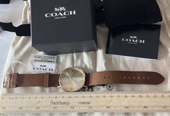 Coach Men’s Watch Brown Leather Strap Gold Dial New With Box Tag Japan Movement