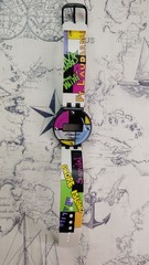 Vintage 1980s Hawaiian Tropic LCD Digital Wrist Watch Colorful Plastic Straps