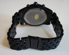 Men’s Blue & Black Stone Dial Black Finish Fashion Dressy Hip Hop Watch