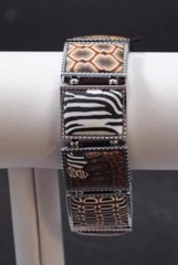Jilzarah Animal Square Watch Polymer Clay Inlays Stretch Band Handmade P11