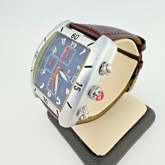 Michele Urban Chronograph Blue Dial Quartz Watch Aluminum Case Japan