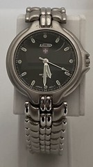 MARCO MAX Mens Watch New Battery 8” Silver Band Dark Green Dial Water Resistant