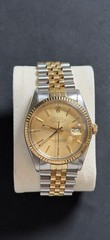 Rolex Datejust 16013 Champagne Tapestry Dial Two Tone 18k Yellow Gold / Steel