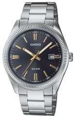 Casio Mens Classic Analog Stainless Steel Watch Black Date Window MTP-1302D-1A2V