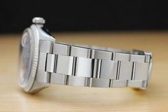 ROLEX MENS DATEJUST BLUE DIAL 18K WHITE GOLD & STEEL WATCH w/OYSTER BAND