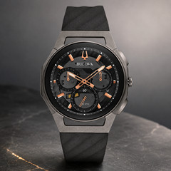 Bulova CURV 98A162 44mm Titanium/Stainless Case with Black Strap Men’s…