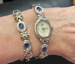 Gruen II Women GRT170 Dress Blue Stone Silver Tone Quartz 16mm Watch 7 1/2″