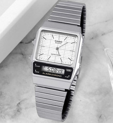 Casio AQ-800E-7A Men’s Vintage Ana-Digi Dual Time Watch Stainless New