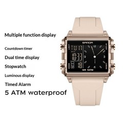 SANDA Unisex Square Large-dial Sports Watch With Waterproof Electronic Display
