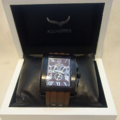 AQUASWISS Men’s WATCH Chronograph brown bend black Case NEW $1600