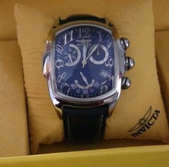 Invicta Lupah 2095 Black Leather Band Stainless Steel Swiss Chronograph WR 100m