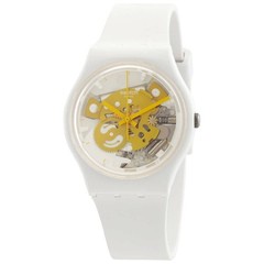 Swatch SO31W105 Bioceramic Time To Yellow Small White Dial 34 mm unisex Watch