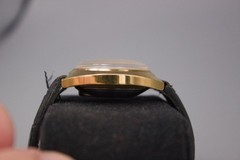 Vintage Timex Electric Date 29mm Gold Tone Watch Black Strap For Parts