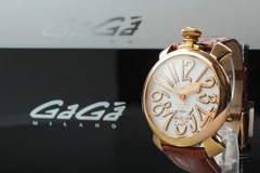 [Exc+5 w/ Box] GaGa Milano Manuale 48 Hand Winding 5011 Gold White 48mm Men’s