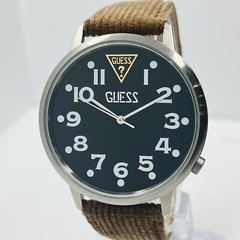GUESS Men’s Originals Black Dial Steel 10ATM Brown Leather 44mm Watch V1034M1