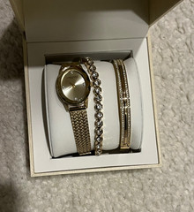 Anne Klein New York Crystal Accented Bangle Women’s Watch & Bracelet 12/7786GPST