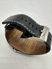 Fossil Big Tic Watch Men 41mm Silver Black Leather Band AM-3696