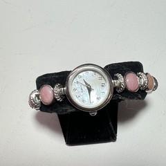 CLASSIC VINTAGE STERLING SILVER CORAL COLOR QUARTZ WATCH 7.25″ New Battery