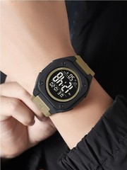 George Men’s Round Dial Digital Sport Wristwatch With Brown Plastic Strap Watch