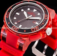 Invicta GRAND PRO DIVER ANATOMIC Red Silver Black SS Stylish Bold Mens Watch