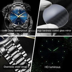 Men’s Casual Luminous Watch – Waterproof, Stylish Blue and Black Design