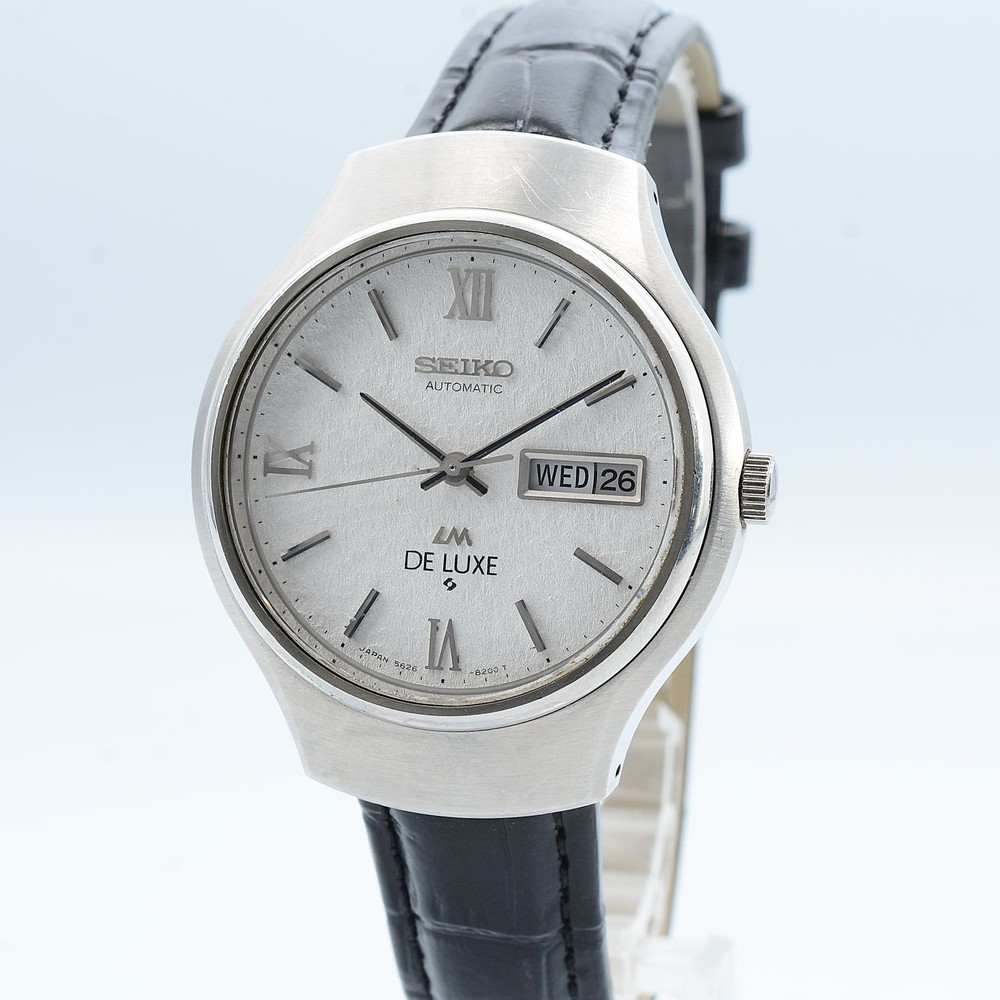 SEIKO LMDELUXE 5626-8150 Automatic Black Leather Men’s Watch Auth w-3170