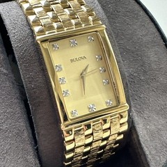 BULOVA Men’s Gold-Tone Diamond Stainless Steel Watch – 97F52