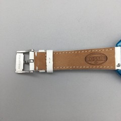 Fossil Candy Watch Unisex 35mm Blue Octagon White Leather Day Date New Battery