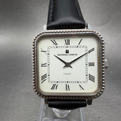 Universal Geneve Tank Watch Men 30mm White Dial Silver Rectangle 843203 New Batt
