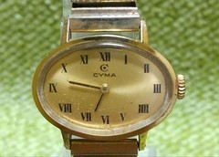 Working Rare CYMA Ladies Watch Manual Wind Gold Color GP Mark