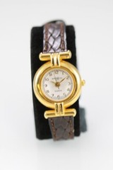 LA Express Watch Women Gold Stainless Steel Leather Brown WR White Batt Quartz