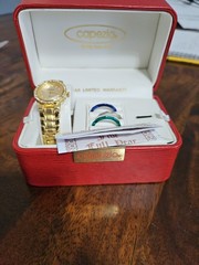 Capezio Quartz Gold Tone Watch With Assorted Bands And Pull Tags For Jewelry Box